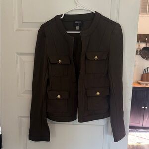 Tahari Dark Army Green/Brown Utility Jacket for Women